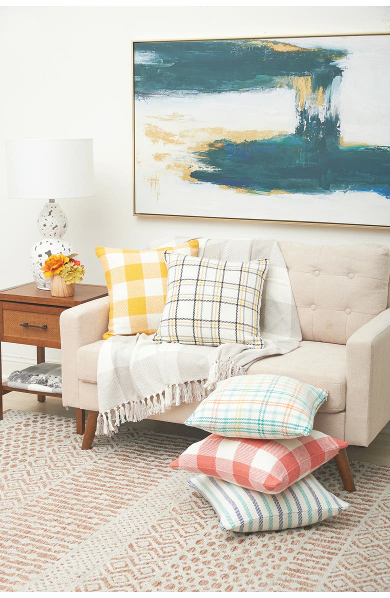 C&F Home Bunny Trail Plaid Cotton Blend Easter Accent Throw Pillow 18" x 18", Alternate, color, Blue