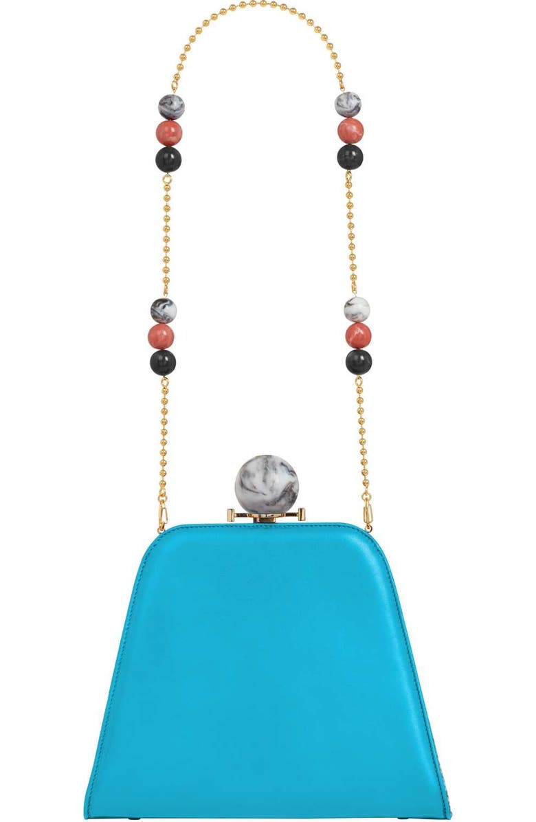 LarAllan Josephine Ball Frame Calfskin Leather Bag, Alternate, color, Turquoise Aqua