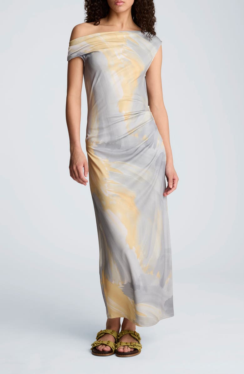 Kenneth Cole Ruched One-Shoulder Maxi Dress, Main, color,