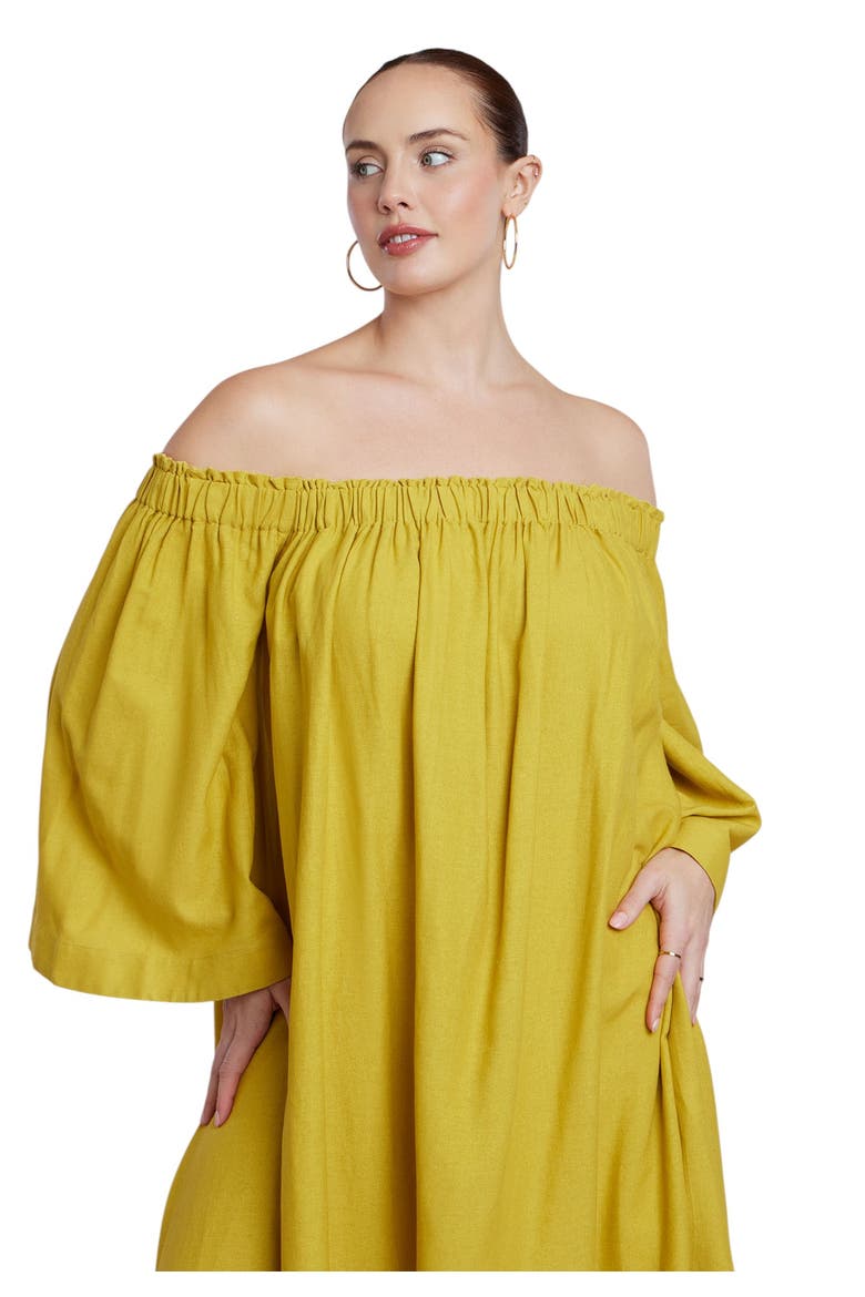 Off The Shoulder Easy Maxi Dress, Alternate, color, CHARTREUSE