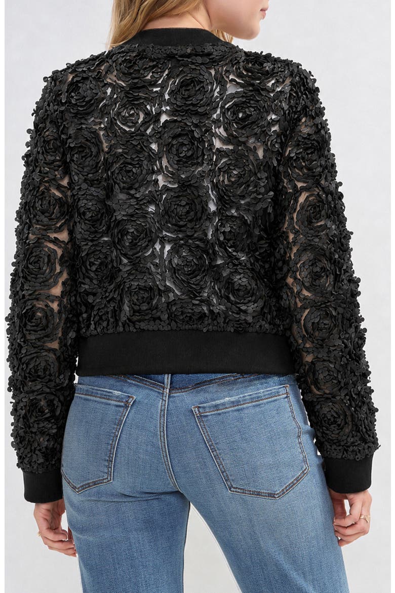 Floral Appliqué Bomber Jacket, Alternate, color, BLACK FLORAL