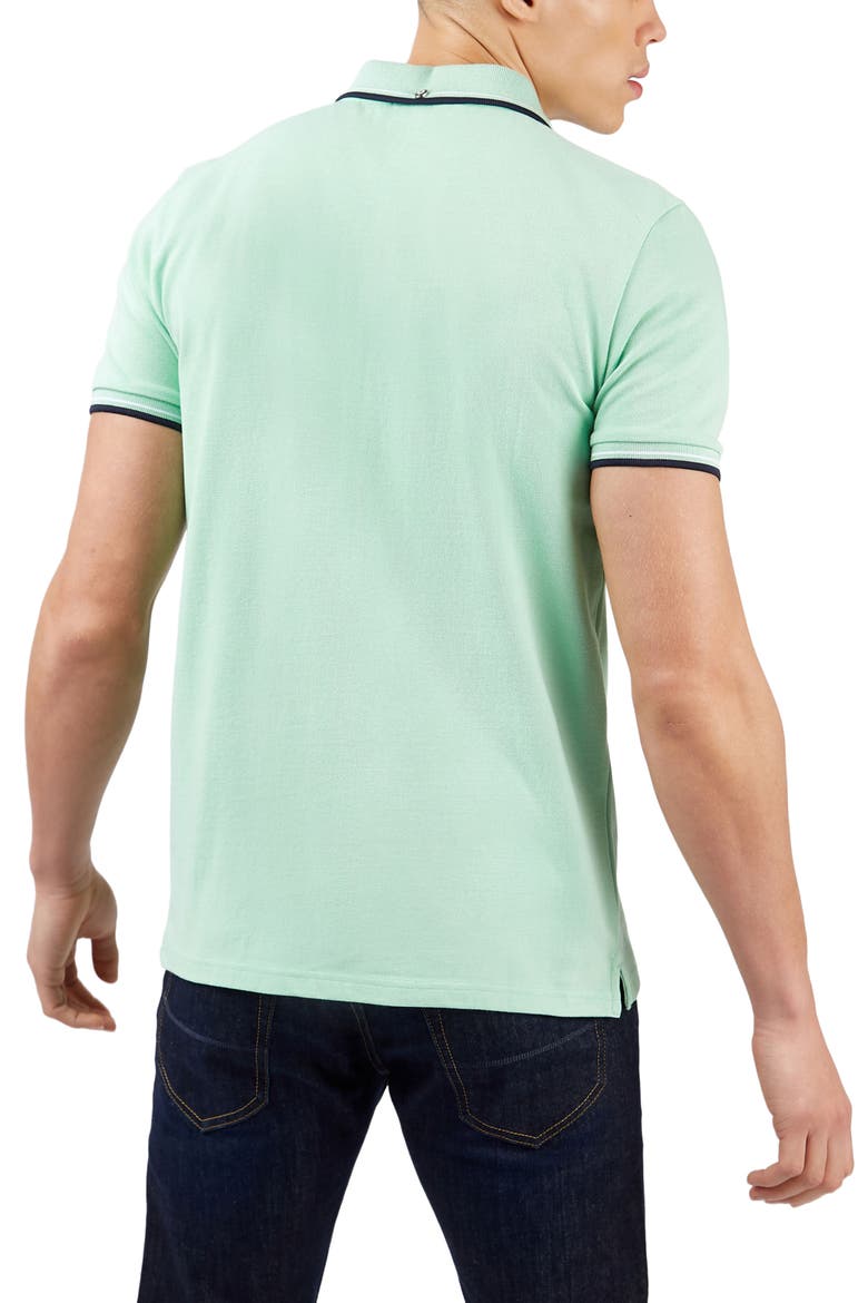 Signature Tipped Organic Cotton Piqué Polo, Alternate, color, SAGE
