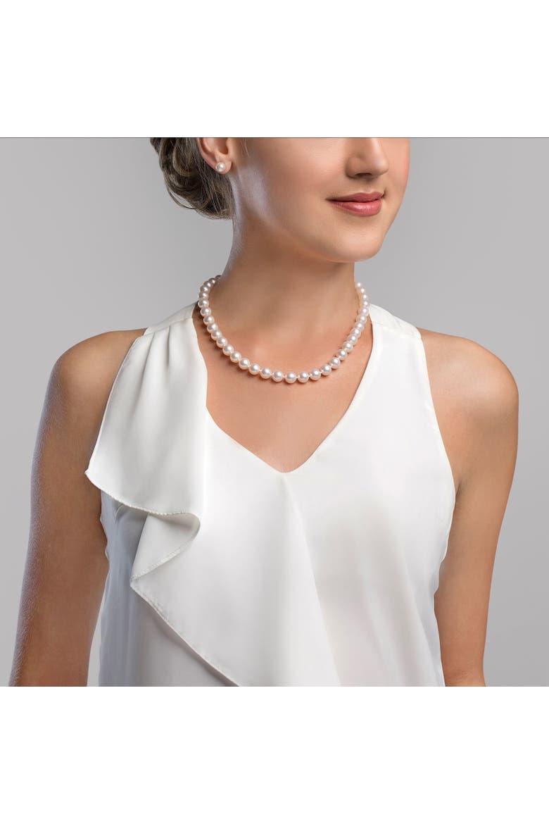 8.5-9.5mm White Freshwater Choker Length Pearl Necklace - Premier AAAA Quality, Alternate, color, Sterling Silver Clasp