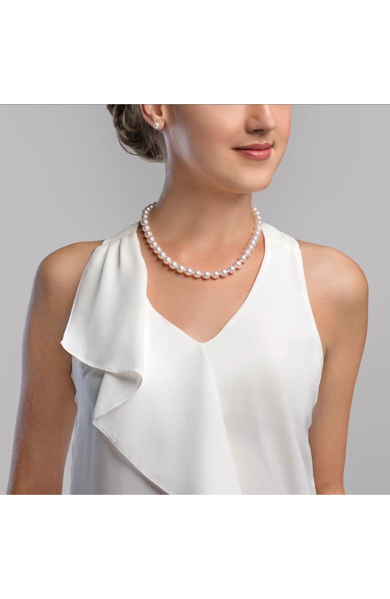 The Pearl Source 10-10.5mm Japanese Akoya White Pearl Necklace - AAA Quality, Alternate, color, Yellow Gold Clasp