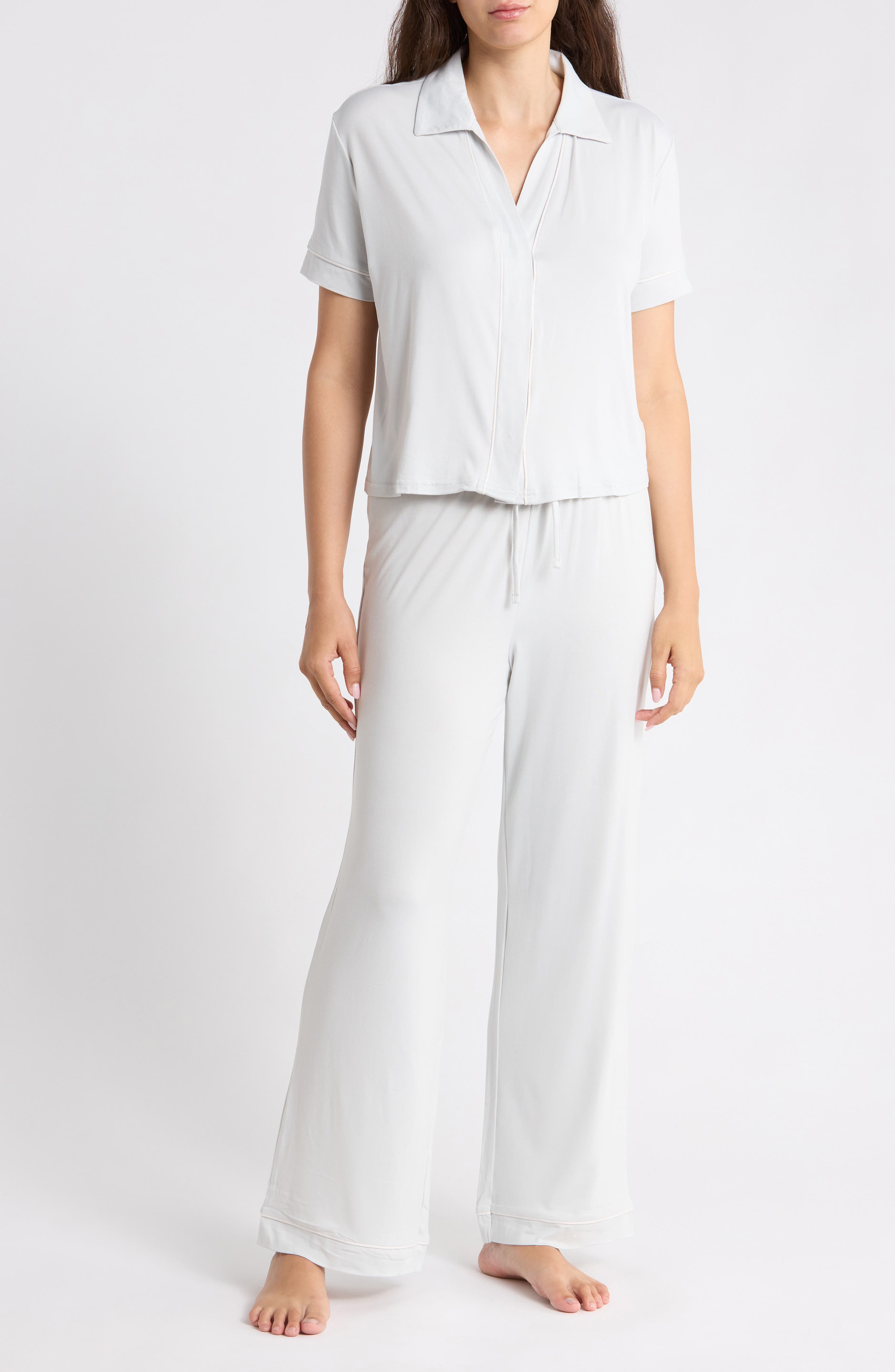 Short Sleeve Notch Collar Pajamas