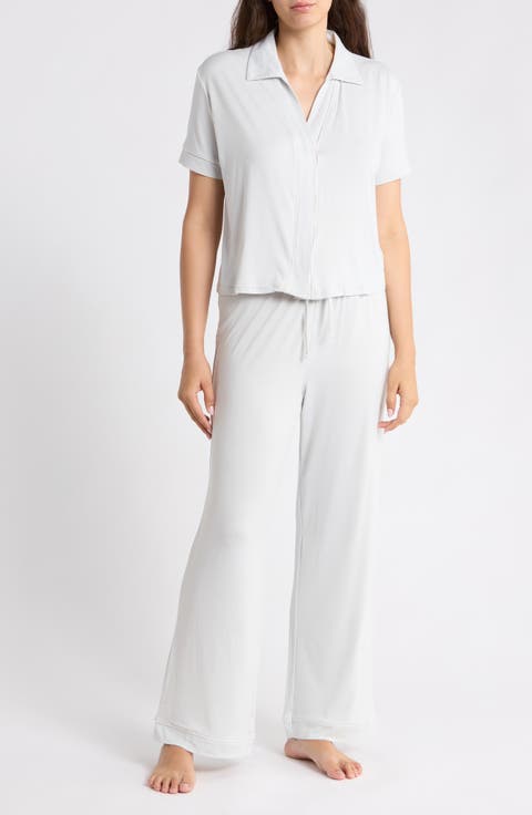 Short Sleeve Notch Collar Pajamas