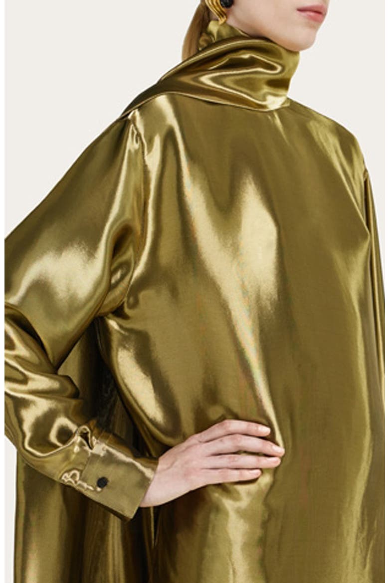 Fluid Scarf Neck Lamé Top, Alternate, color, ORO-NERO