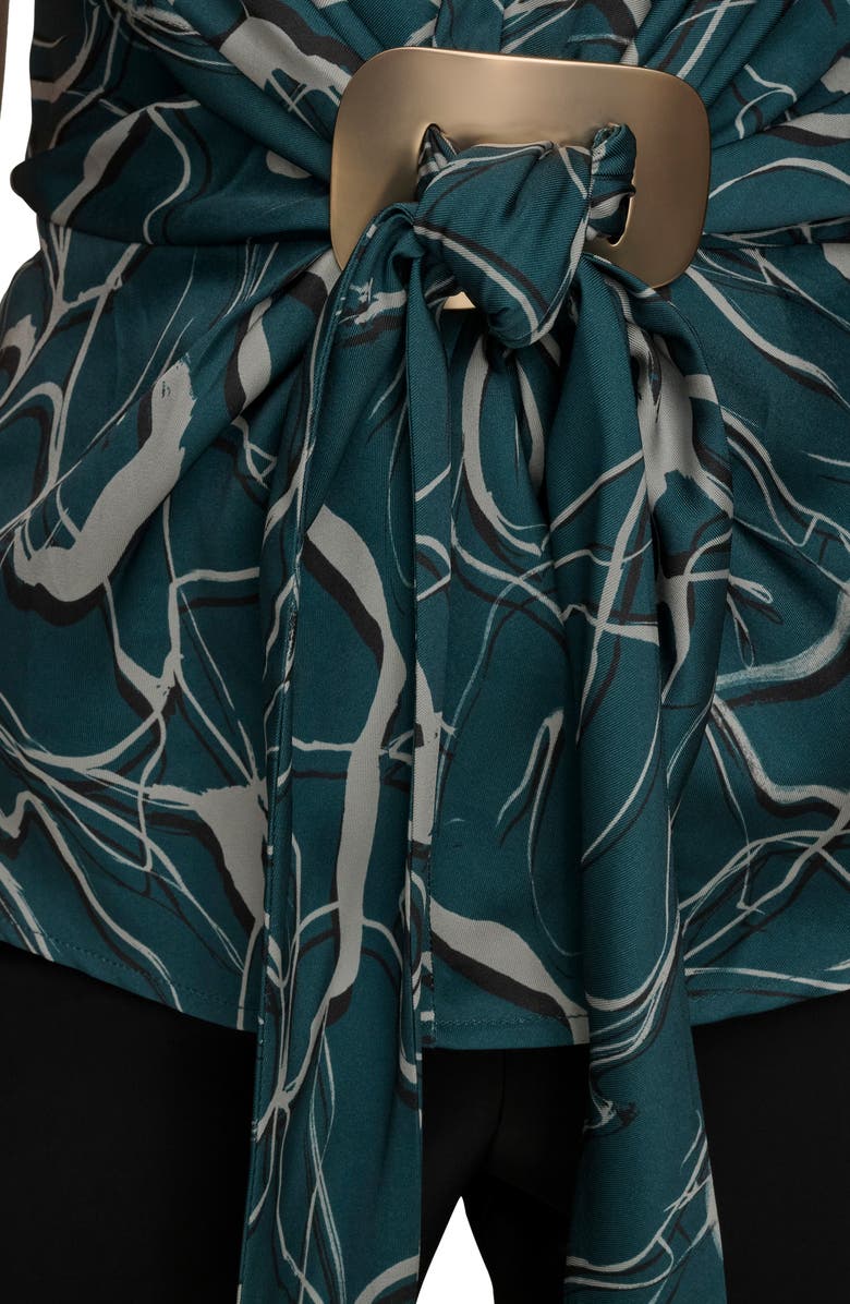 Donna Karan New York Floral Faux Wrap Sleeveless Top, Alternate, color, Hudson Multi
