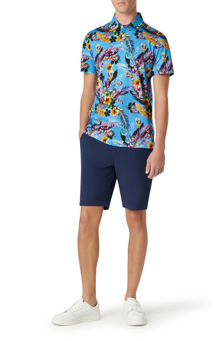 Bugatchi Victor OoohCotton<sup>®</sup> Floral Polo, Alternate, color, Azure
