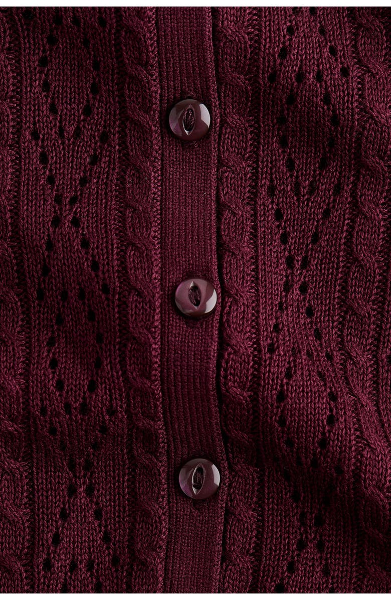 H&M Pointelle-knit cardigan, Alternate, color, Burgundy