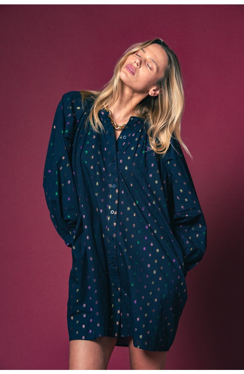 The Shirt by Rochelle Behrens The Minka Dress, Alternate, color, Navy Lurex