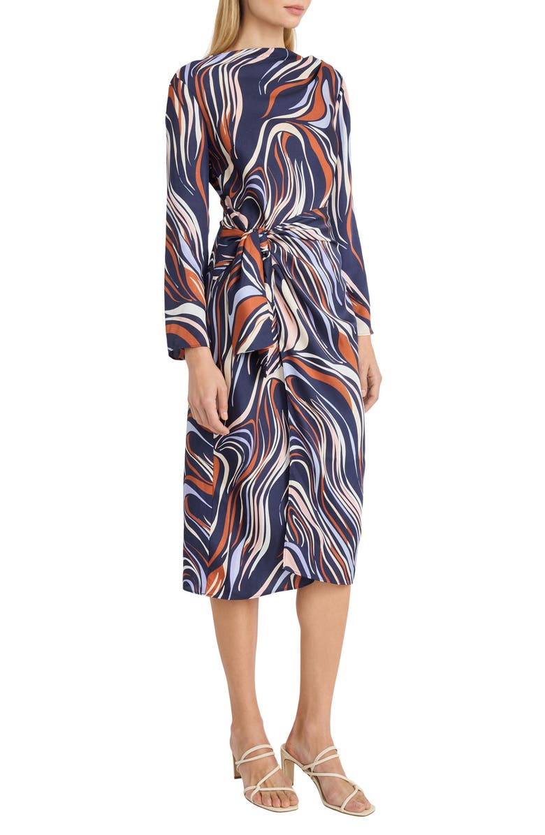 DONNA MORGAN FOR MAGGY Long Sleeve Wrap Waist Midi Dress, Alternate, color,
