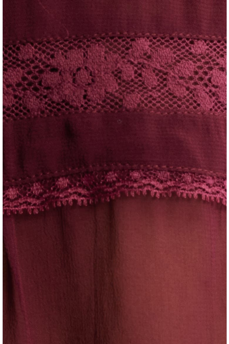 Alvynne Lace & Ruffle Detail Button-Up Shirt, Alternate, color, OXBLOOD