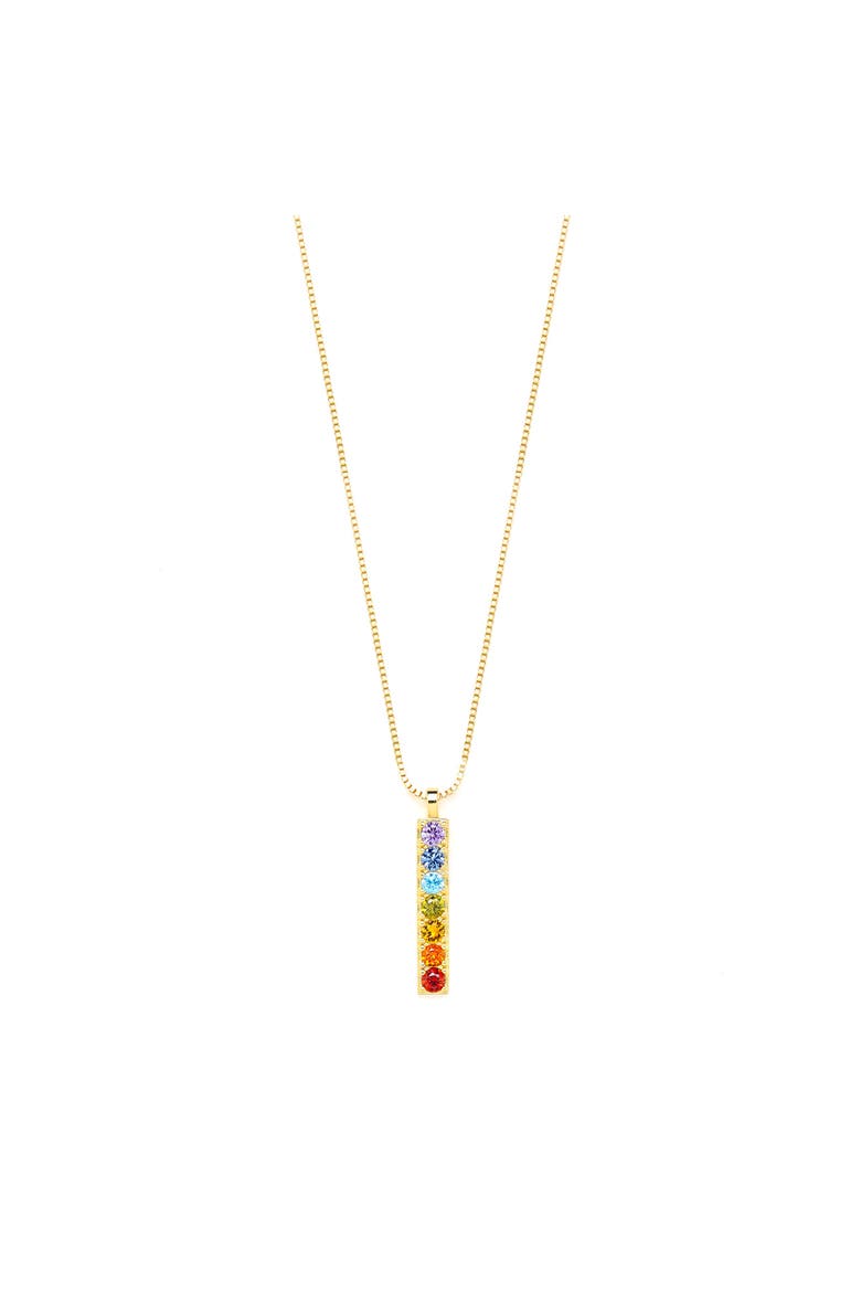 Chakra Align Rainbow Bar Necklace, Main, color, Gold