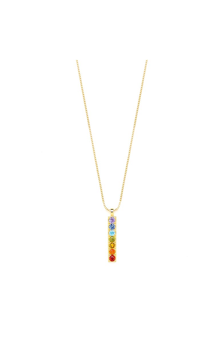 Seven Saints Chakra Align Rainbow Bar Necklace, Main, color, Gold