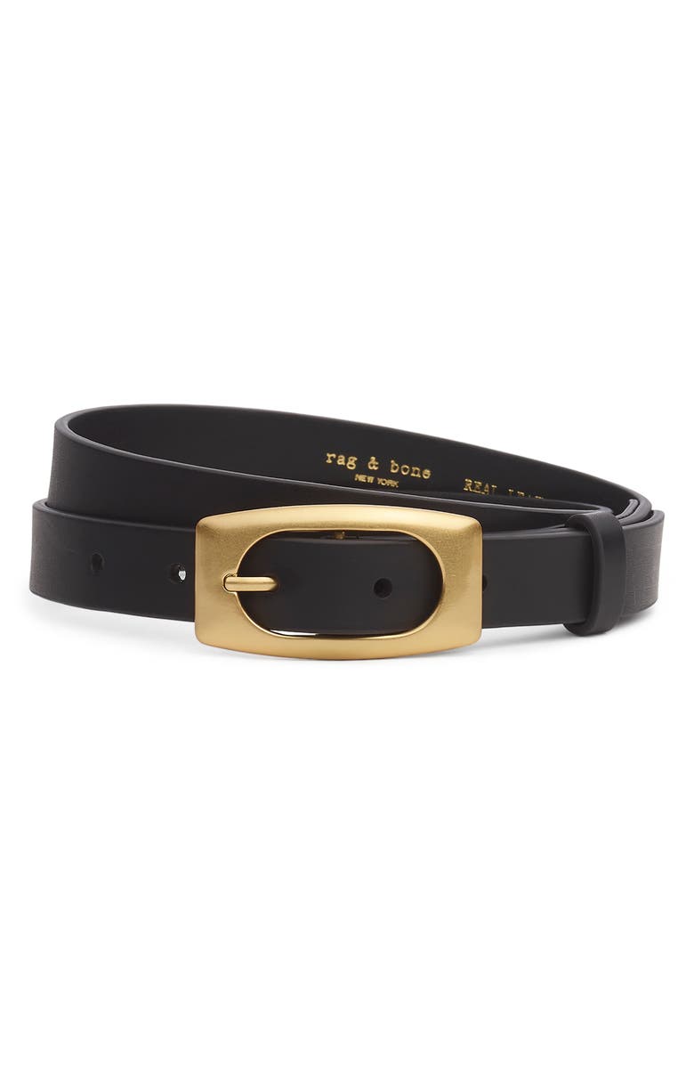 rag & bone Rory Leather Belt, Main, color, Black