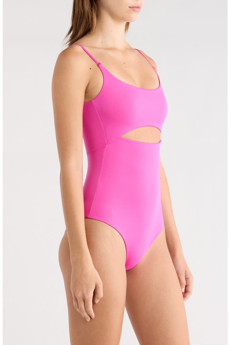 Peak Cutout One-Piece Swimsuit, Alternate, color, HOT PINK