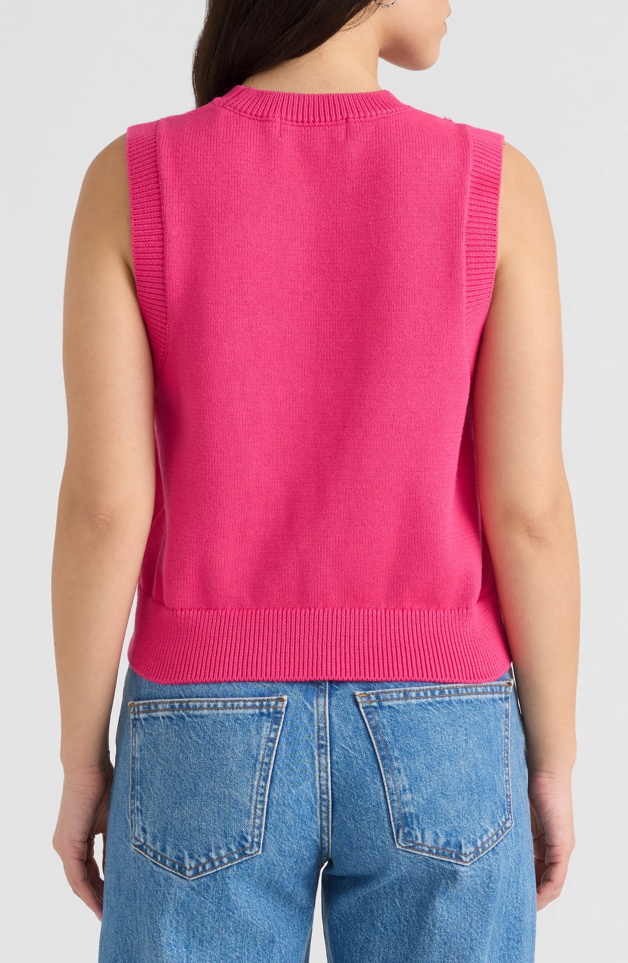 Sleeveless Floral Applique Sweater - image 4