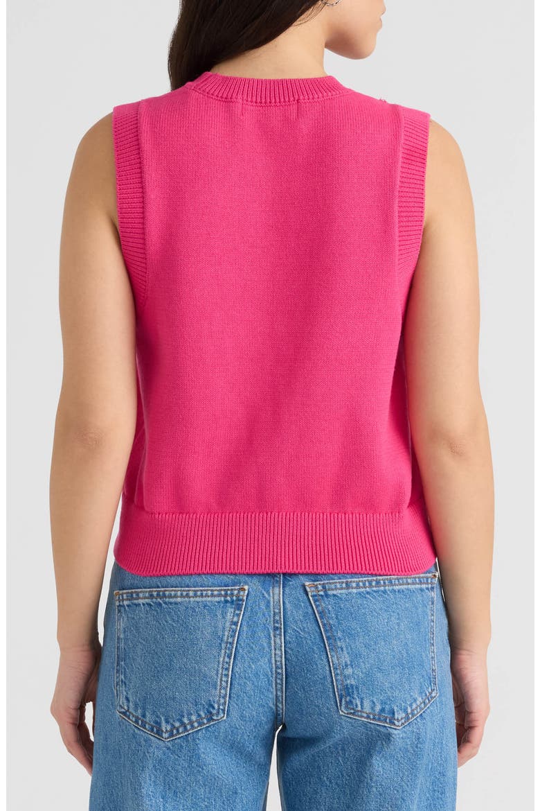 Sleeveless Floral Appliqué Sweater, Alternate, color, HOT PINK