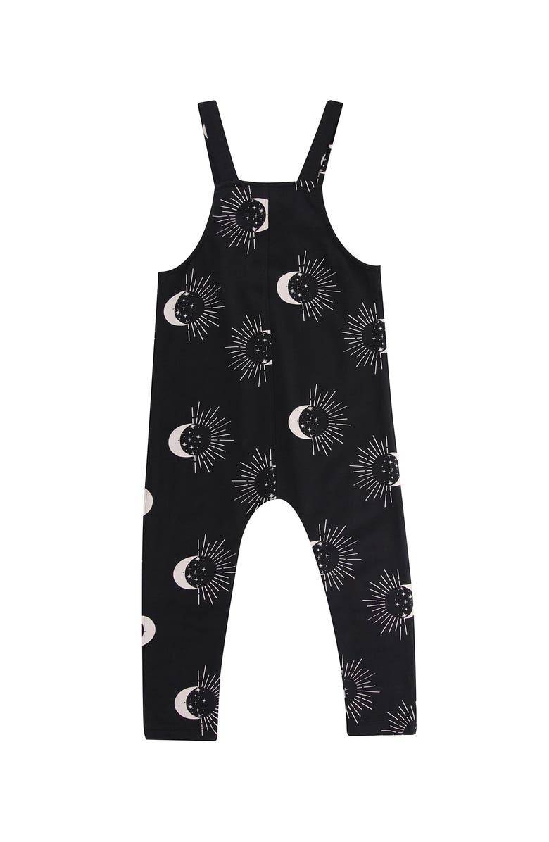 Turtledove London Kids Organic Cotton Astrology Print Jumpsuit, Alternate, color, Black