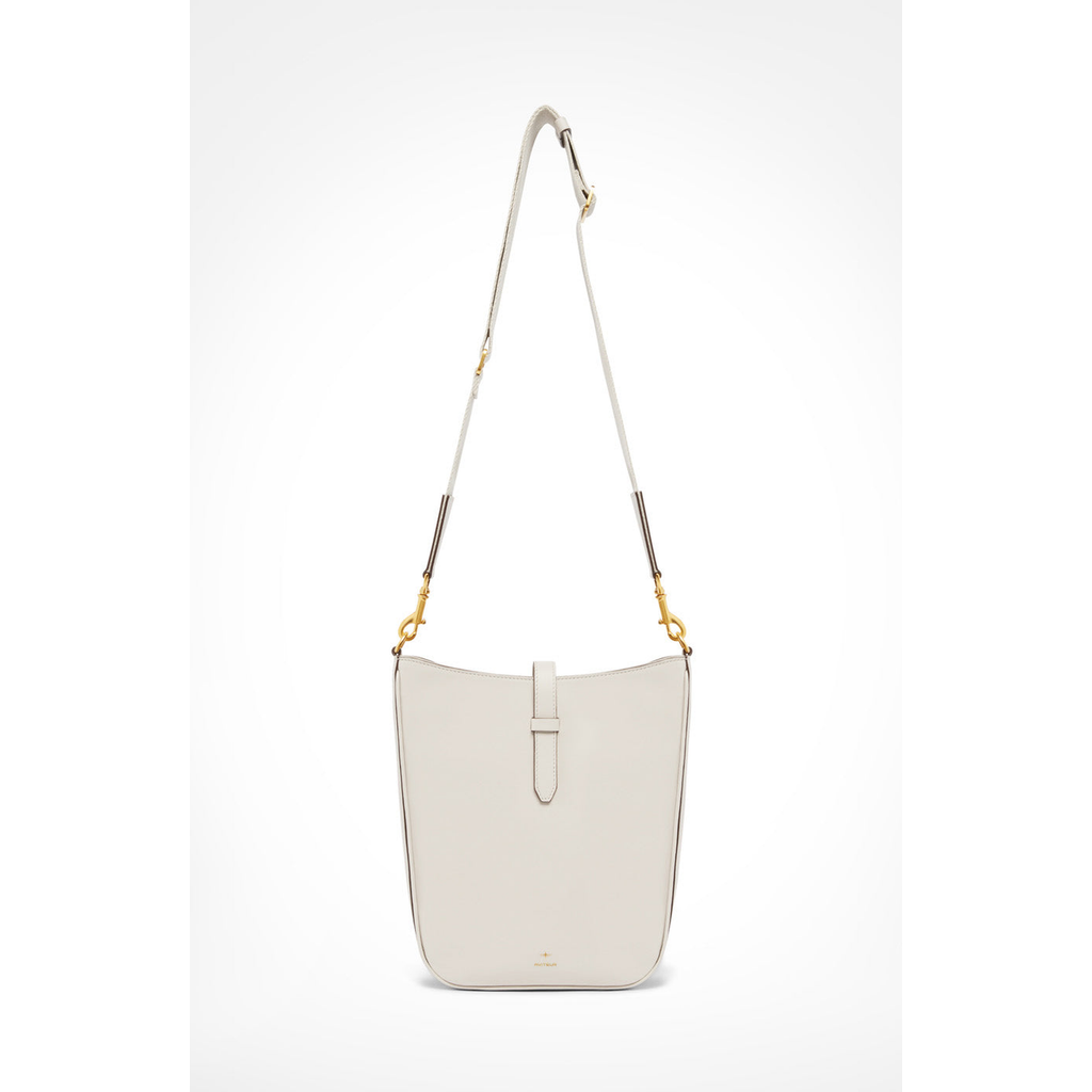 Aviteur Gigi Signature Weave Calfskin Shoulder Bag In White