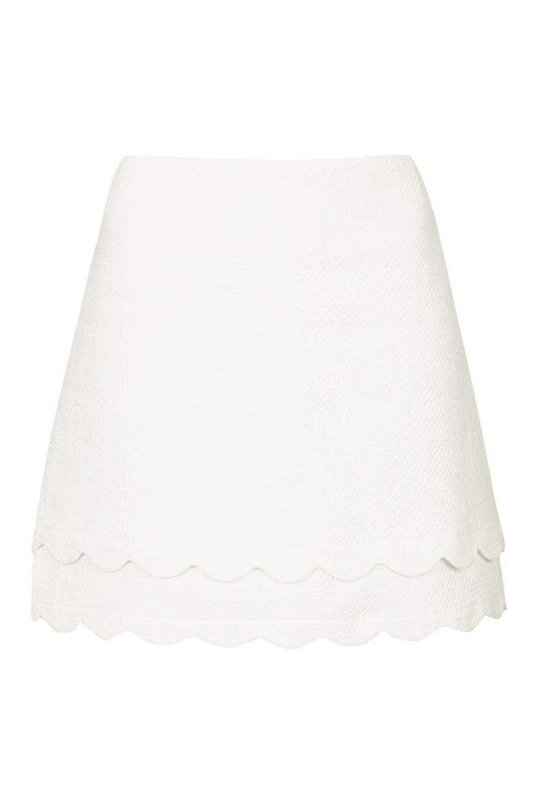 Scallop Hem A-Line Skirt, Alternate, color, CREAM