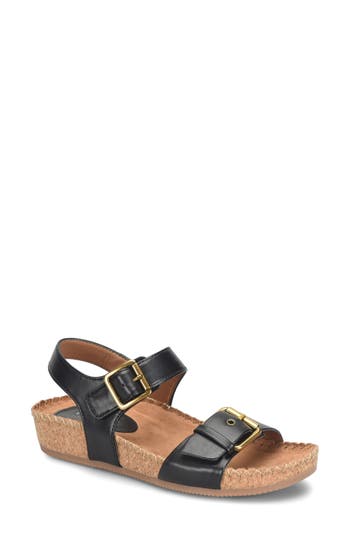 Eurosoft Cork Wedge Sandal In Black