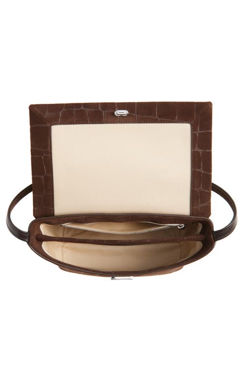 Jacquemus Le Rond Carré Crocodile-effect Suede Shoulder Bag In Dark Brown 880