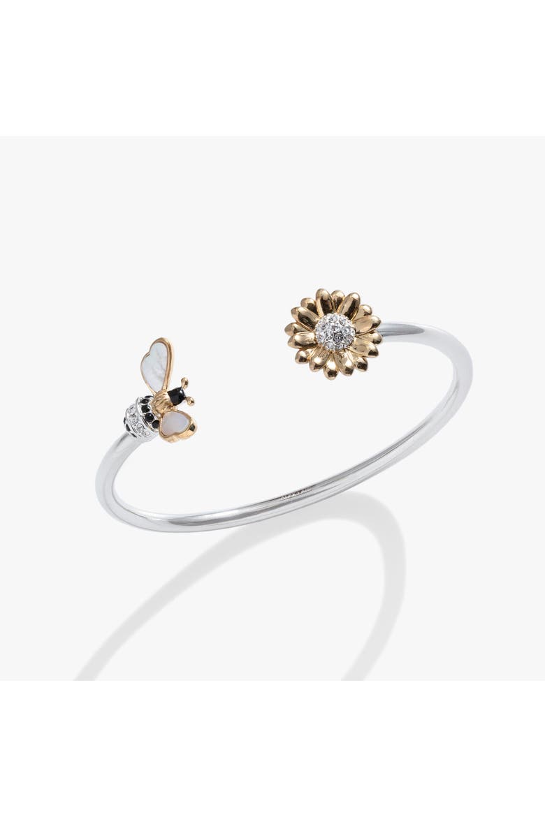 Sunflower & Bee Flex Cuff, Main, color, Silver