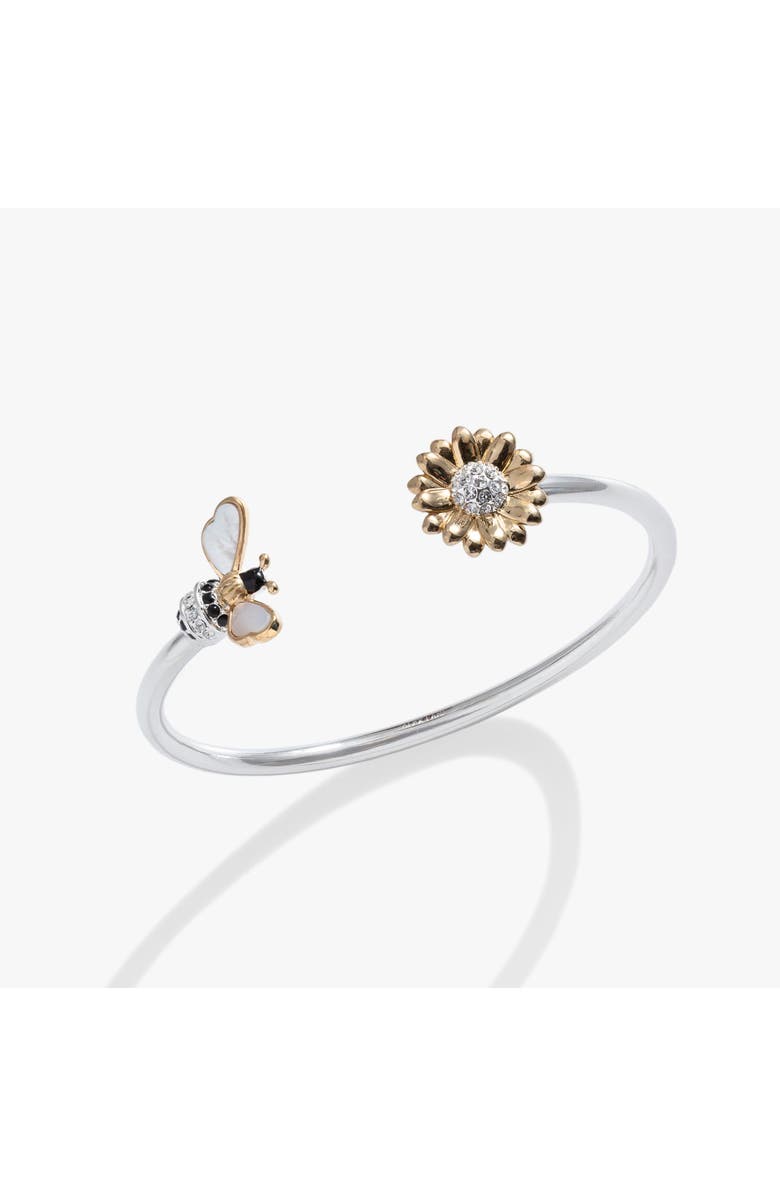 Alex and Ani Sunflower & Bee Flex Cuff, Main, color, Silver