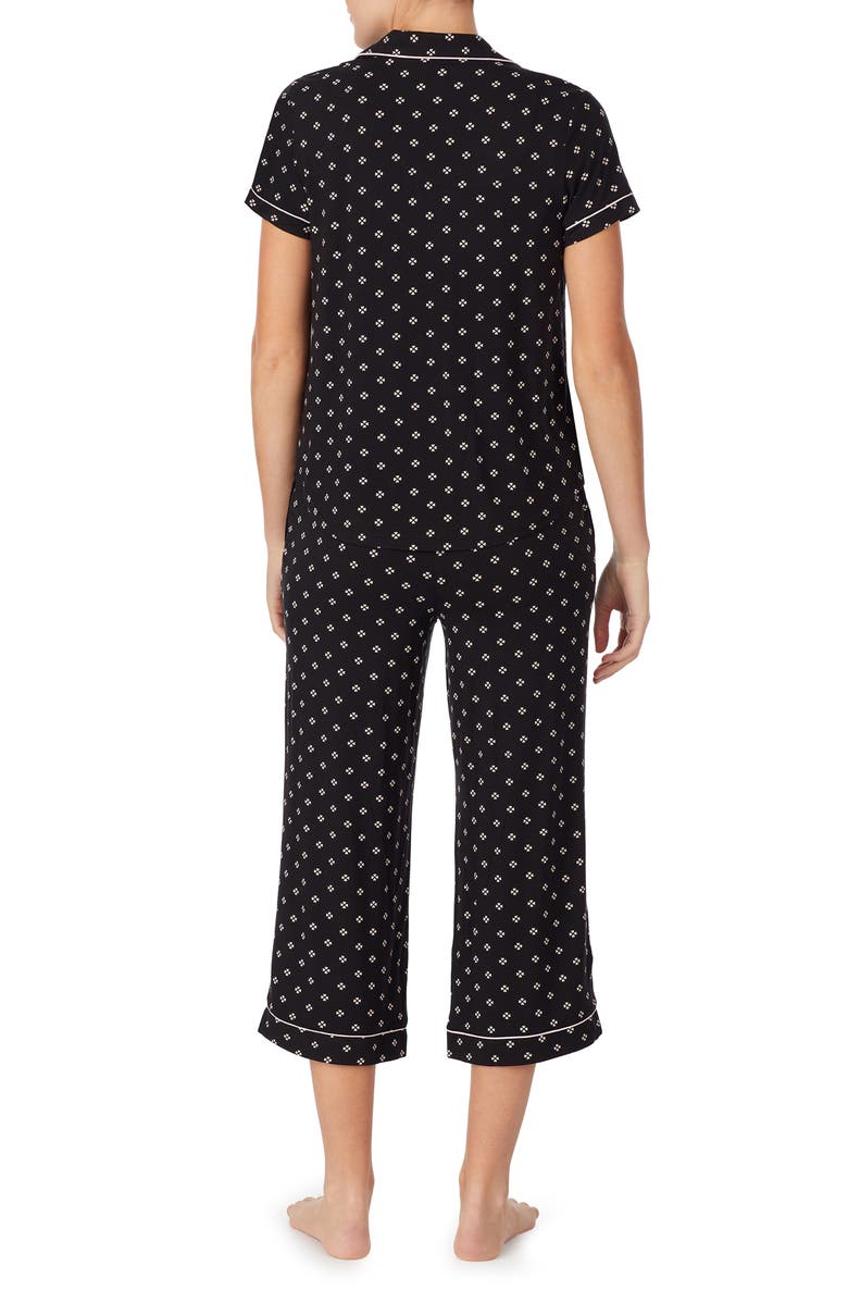 Kate Spade New York spade print crop pajamas, Alternate, color, Black Print