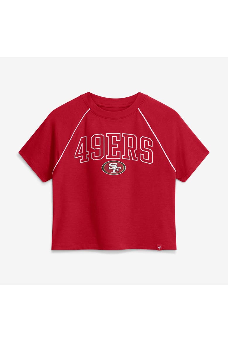 Women's Fanatics Scarlet San Francisco 49ers Offensive Scheme Raglan Tri-Blend Cropped Top, Alternate, color, Scarlet