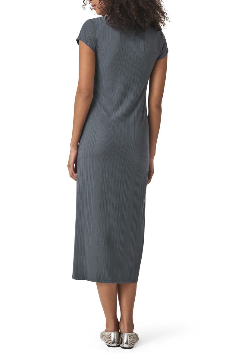 Salma Short Sleeve Rib Midi Dress, Alternate, color, INK