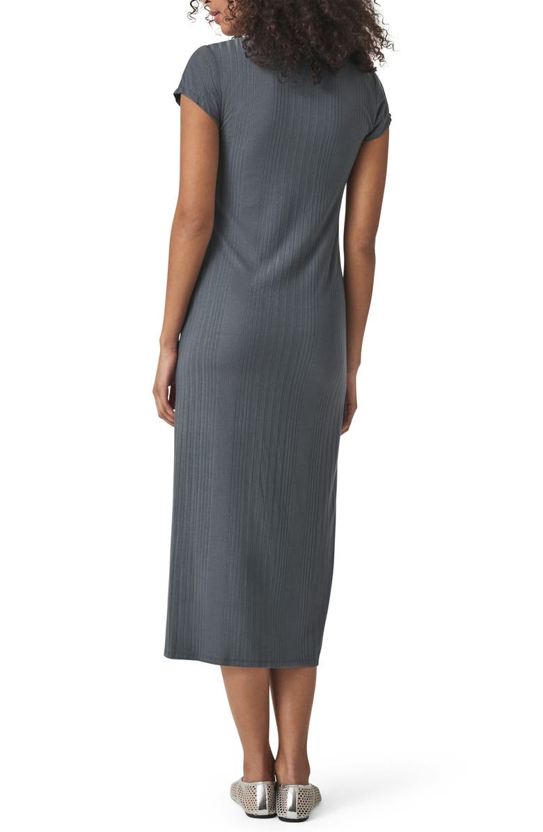 Splendid Salma Short Sleeve Rib Midi Dress, Alternate, color, Ink