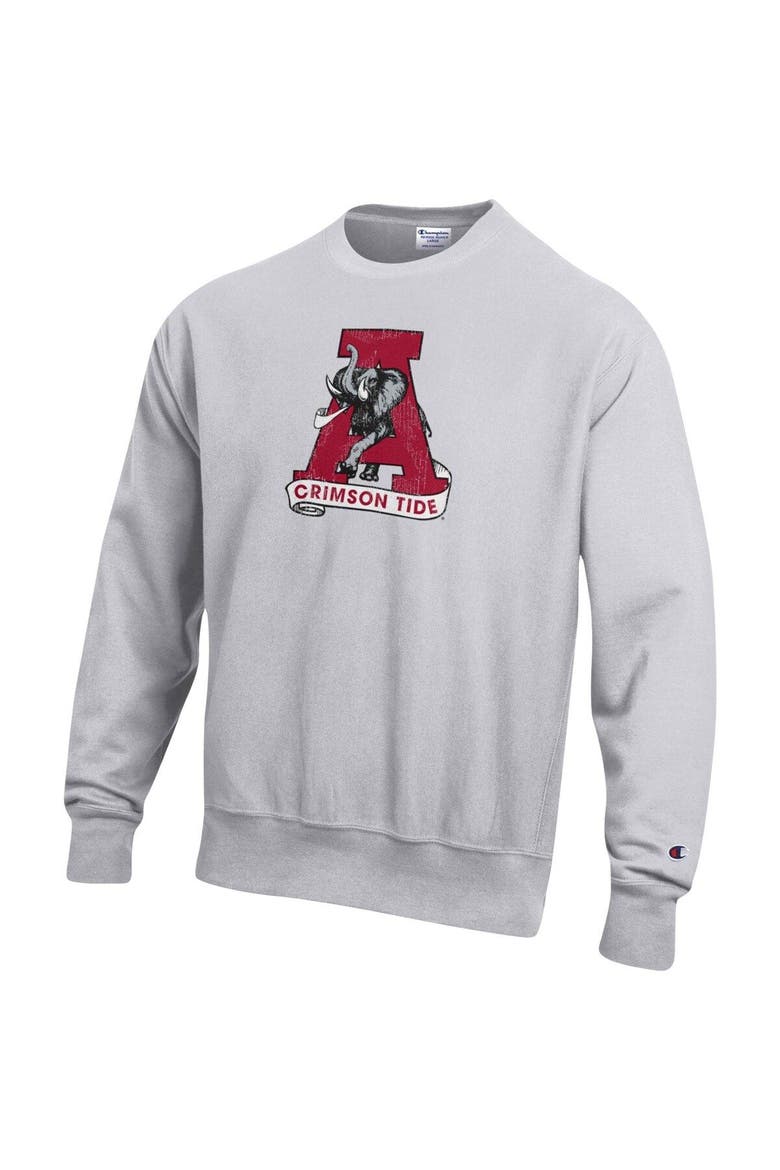 Men's Champion Heathered Gray Alabama Crimson Tide Vault Logo Reverse Weave Pullover Sweatshirt, Alternate, color, Heather Gray