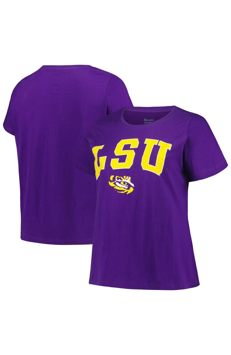 PROFILE Women's Profile Purple LSU Tigers Plus Size Arch Over Logo Scoop Neck T-Shirt, Main, color, Purple