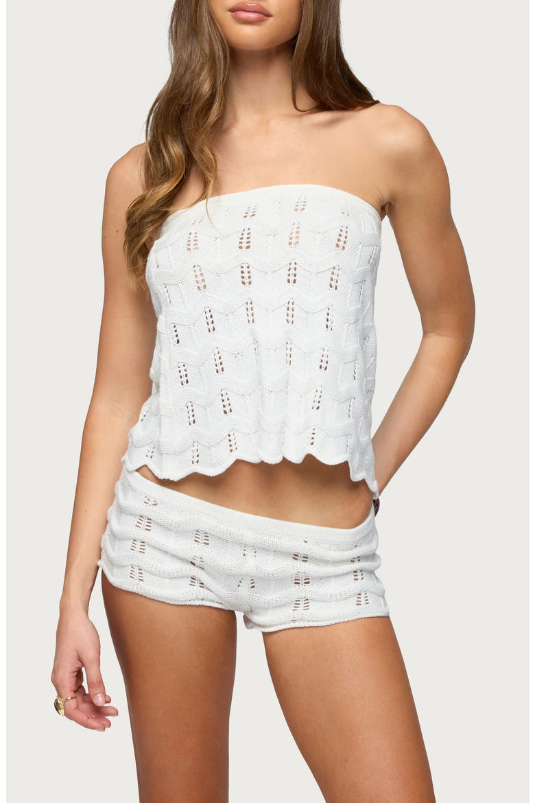 Isola Strapless Pointelle Knit Top, Main, color, CREAM