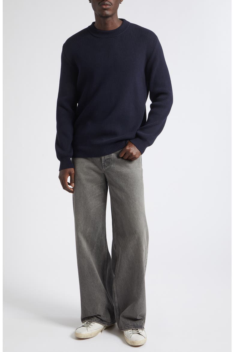 Golden Cotton Blend Crewneck Sweater, Alternate, color, DARK BLUE