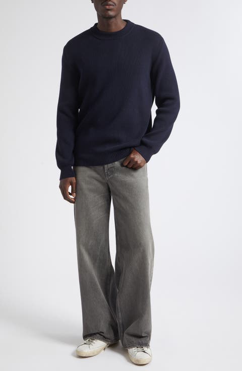 Golden Cotton Blend Crewneck Sweater