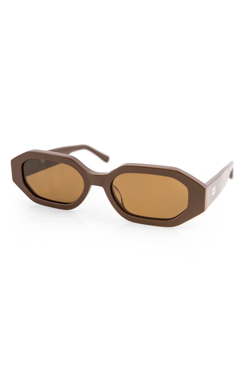 AQS Mia 55mm Polarized Oval Sunglasses, Alternate, color, Brown