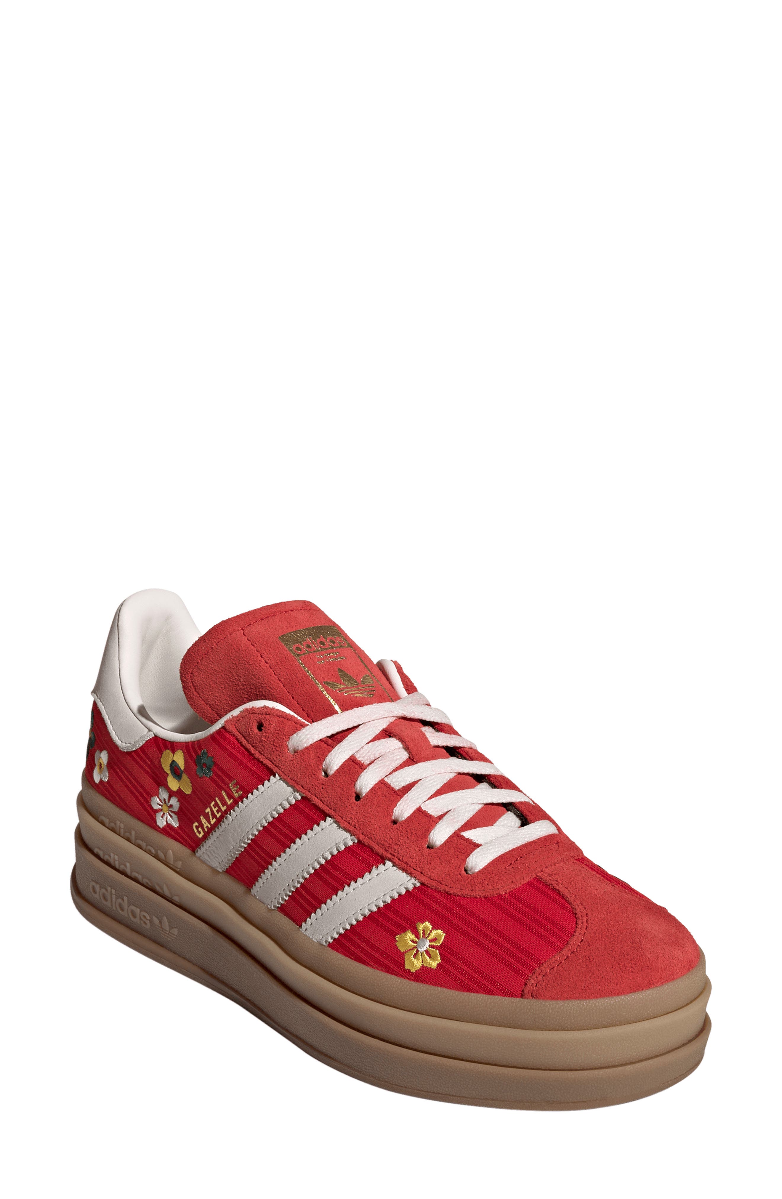 adidas Gazelle Bold Platform Sneaker, Main, color, Scarlet/ Off White/ Yellow