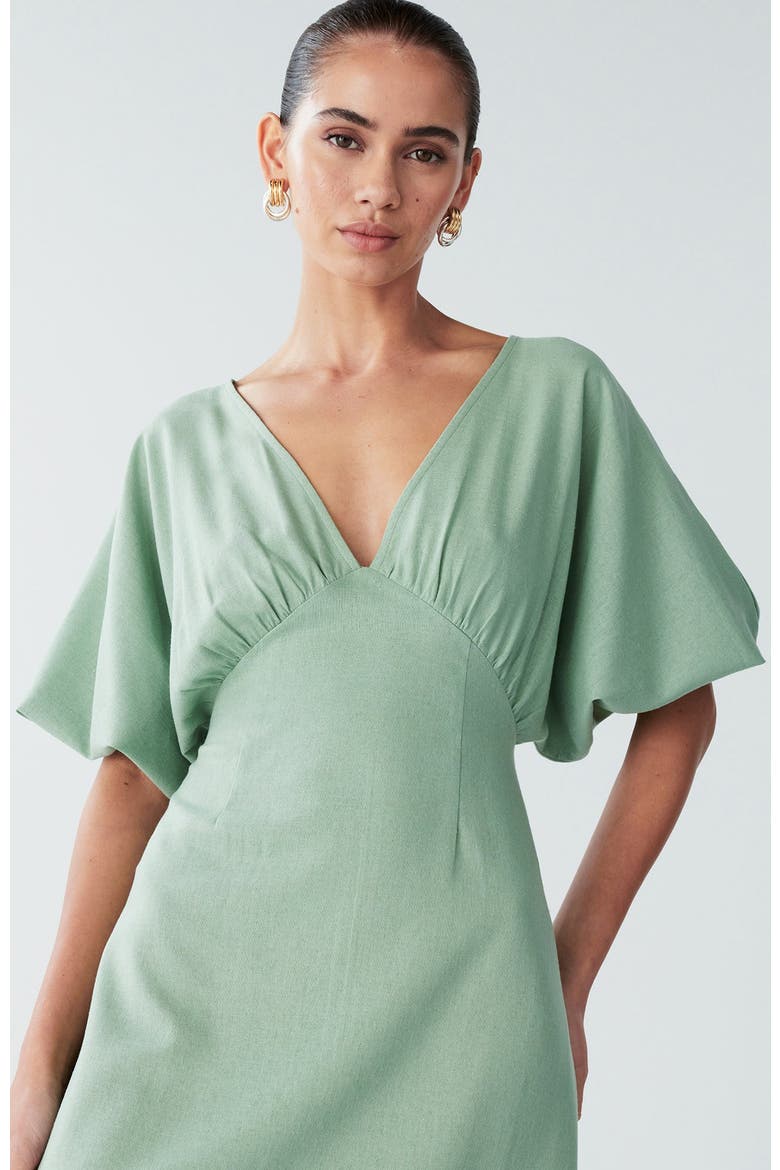 Palm Midi Dress, Alternate, color, Sage Green