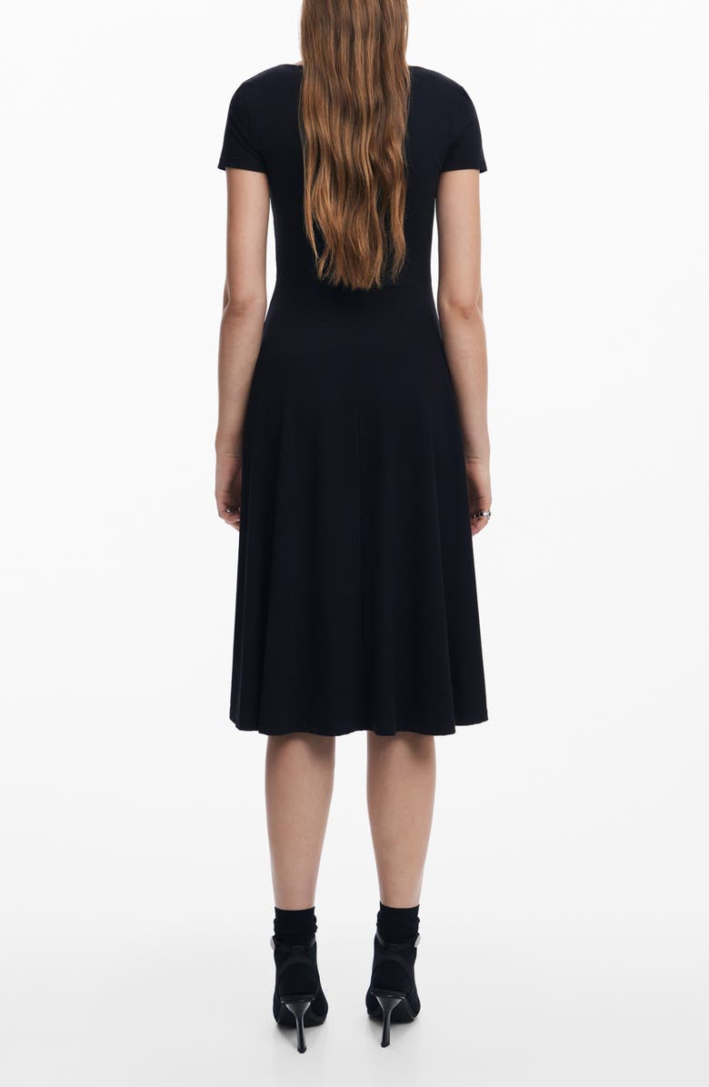 Desigual Floral Square Neck Cotton Graphic Midi Dress, Alternate, color, 