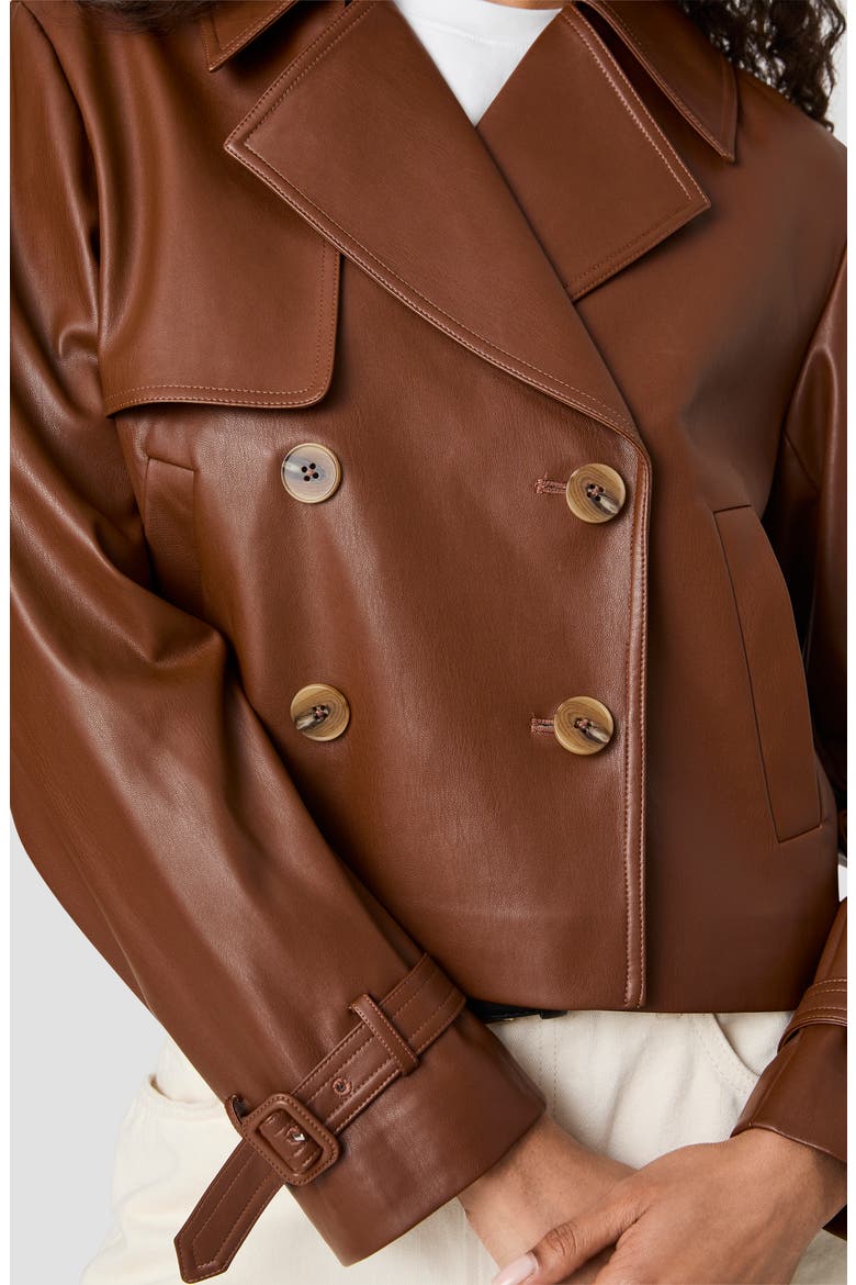 Porto Faux Leather Cropped Jacket, Alternate, color, DARK CARAMEL