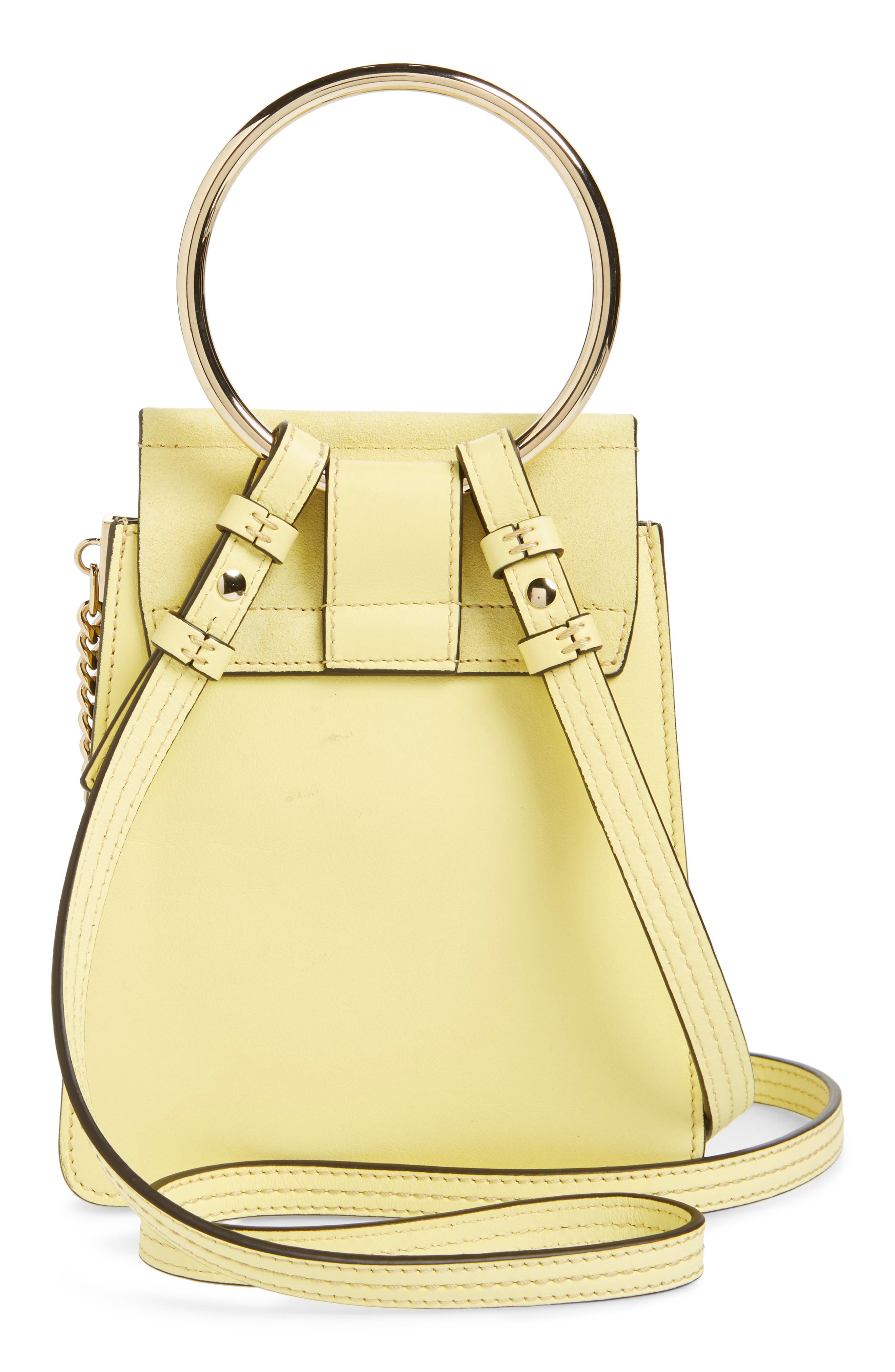 Faye Small Suede & Leather Bracelet Bag, Alternate, color, LEMONADE