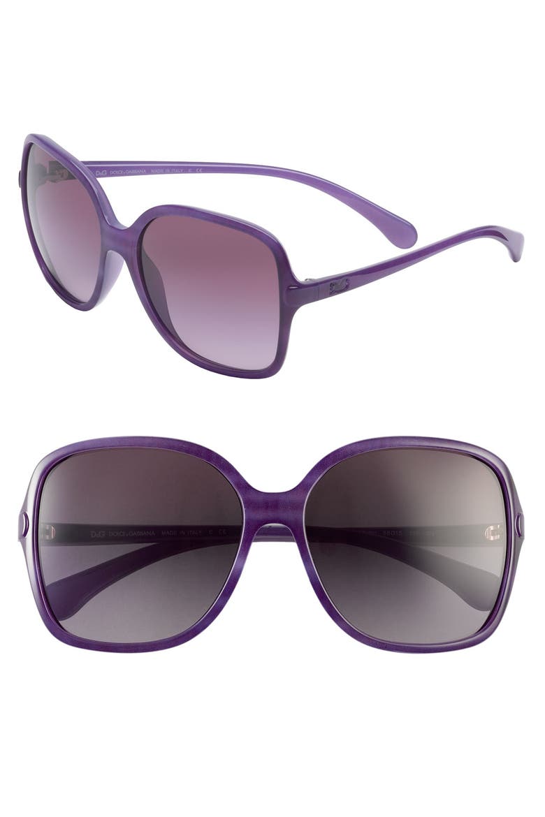 D&G 'Large Glam' Square Sunglasses, Main, color, VIOLET