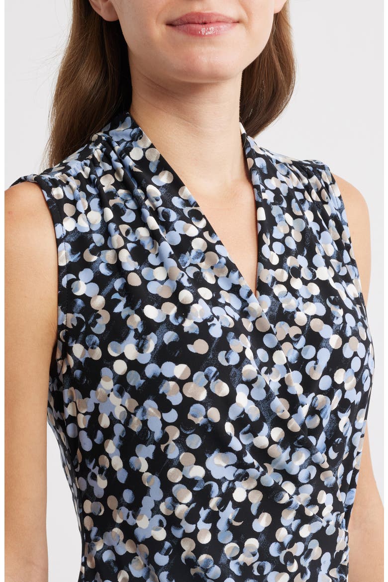 Dot Print Sleeveless Faux Wrap Top, Alternate, color, ANNE BLACK MULTI