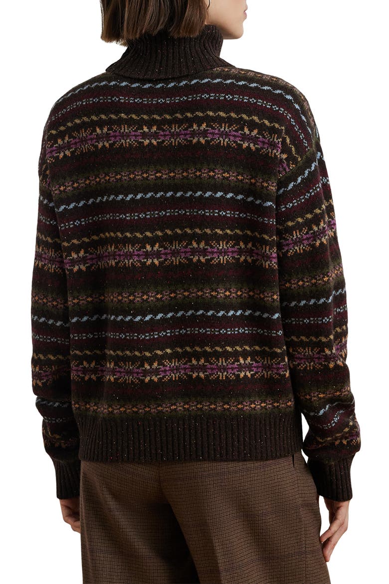 Fair Isle Wool Blend Turtleneck Sweater, Alternate, color, BROWN MULTI