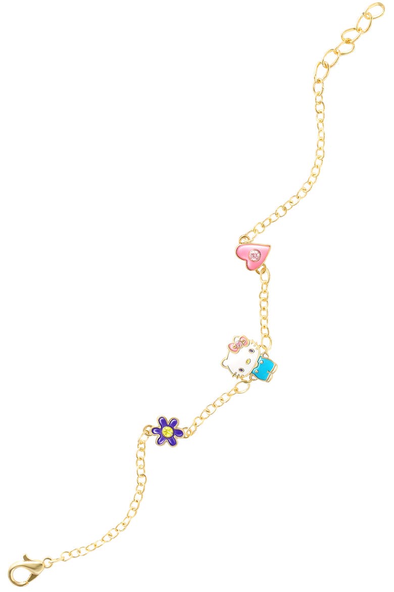 Hello Kitty® Cubic Zirconia & Enamel Charm Bracelet & Necklace Set, Alternate, color, PINK AND GOLD
