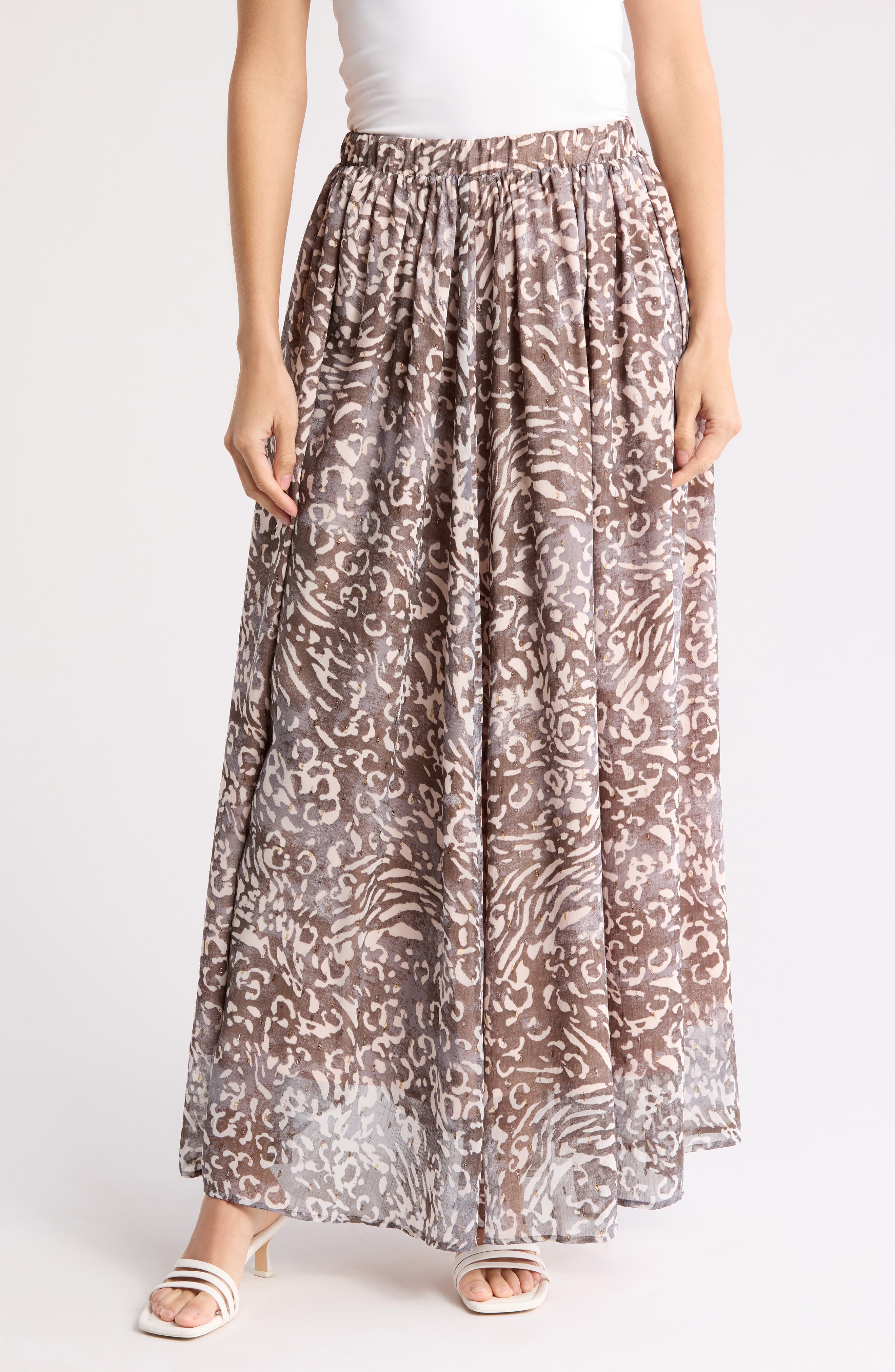 Renee C Animal Print Maxi Skirt